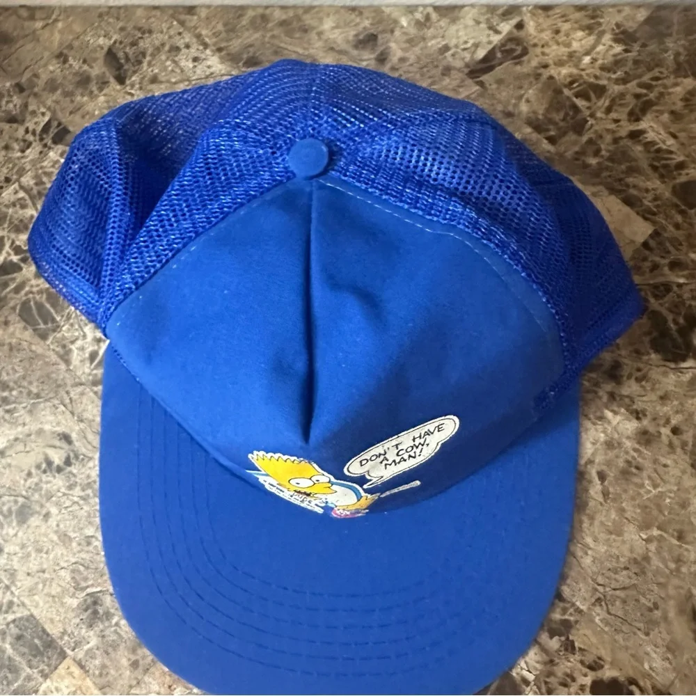 Vintage The Simpsons Bart Blue SnapBack Baseball Trucker Hat One Size